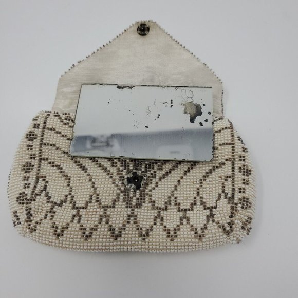 Antique Flapper Girl Art Deco Nouveau Hand Beaded Purse Palm Strap BRIDE WEDDING - Picture 6 of 6